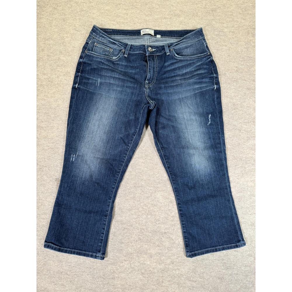 BKE Harper 21 Crop Jeans Womens 32‎ Medium Wash Blue Relaxed Fit Stretch Denim